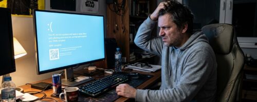 Korisnik frustriran zbog Windows BSOD plavog ekrana - servis računara MKračunari Zrenjanin