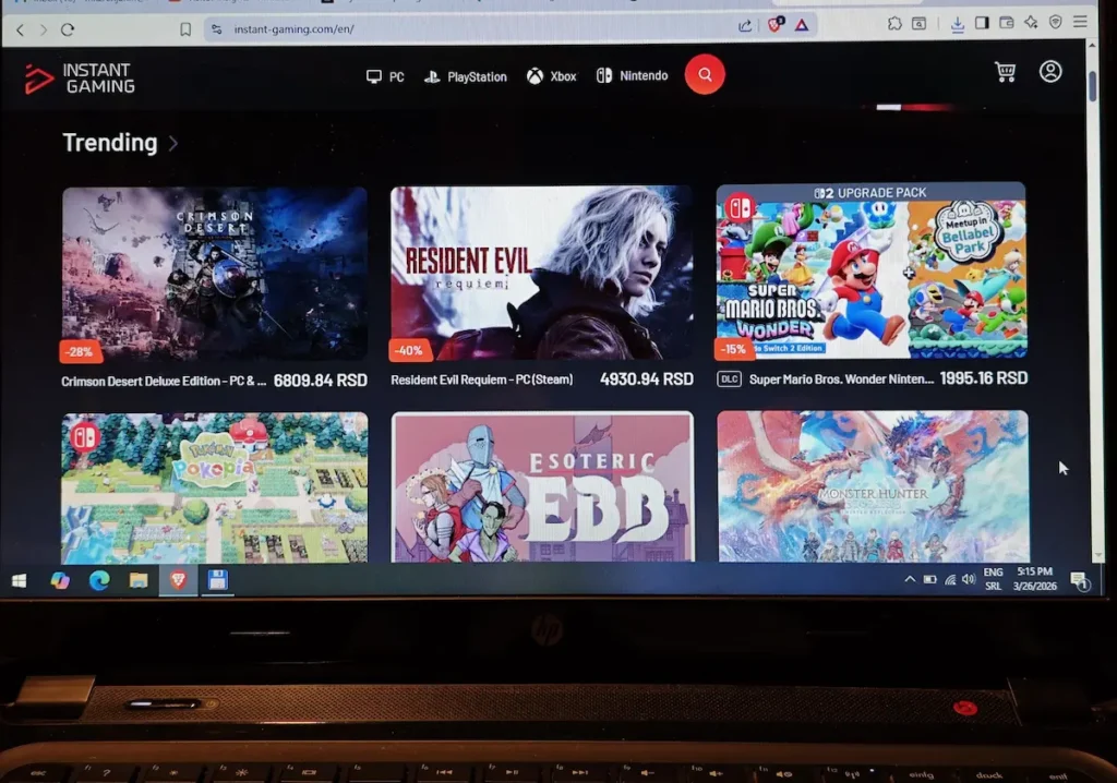 Instant Gaming sajt sa popustima za PC, PlayStation i Xbox igre