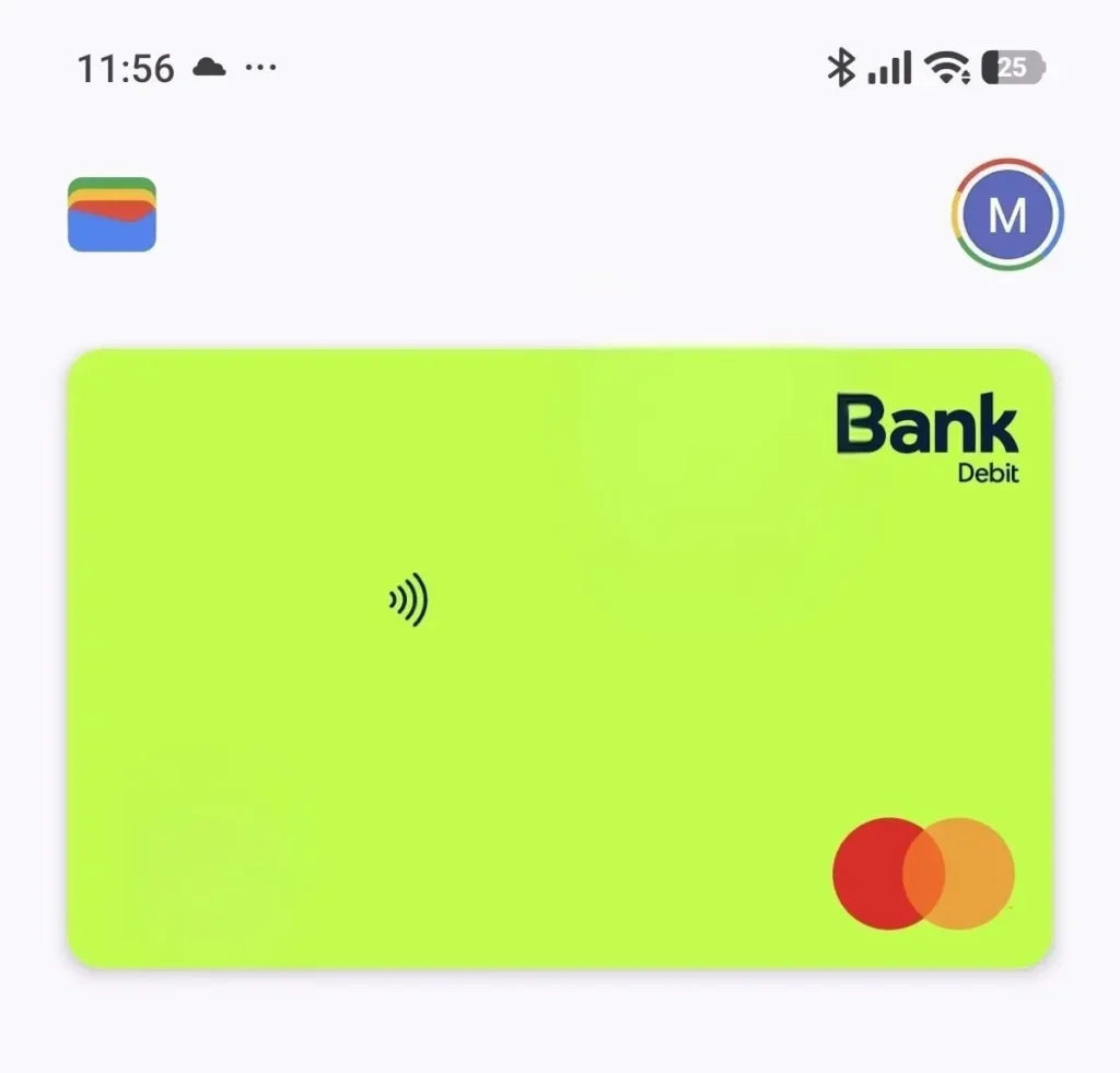 Uspešno povezana platna kartica unutar Google Wallet aplikacije spremna za plaćanje