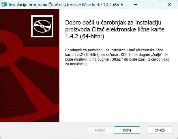 Pokretanje instalacije programa Čelik za očitavanje lične karte
