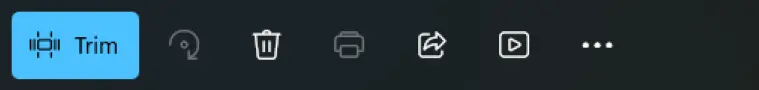 Ikonica Trim u gornjem meniju Windows aplikacije za skraćivanje videa