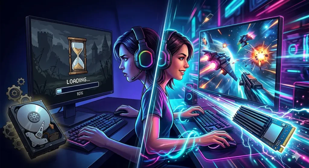 poređenje brzine učitavanja igara hdd i nvme ssd