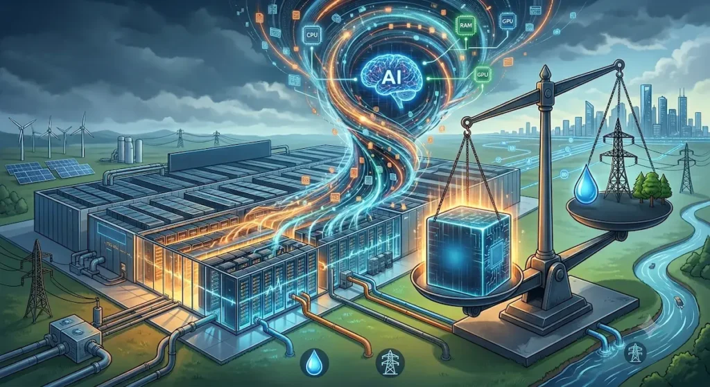Ilustracija potrošnje hardverskih resursa i energije u AI data centrima