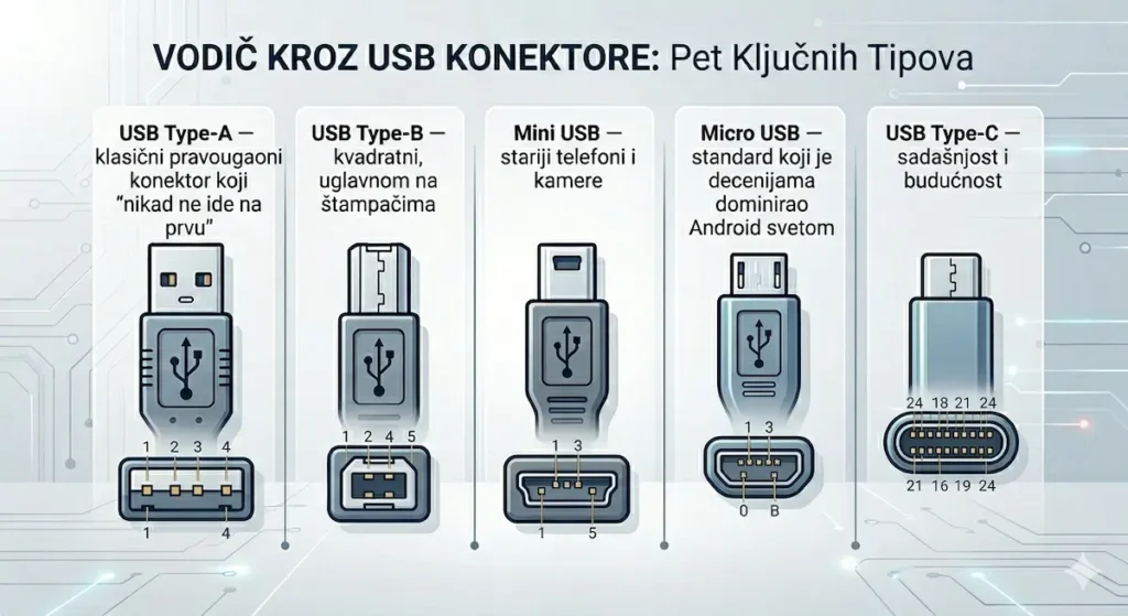 Istorijat i pregled glavnih USB konektora od Type-A do Type-C
