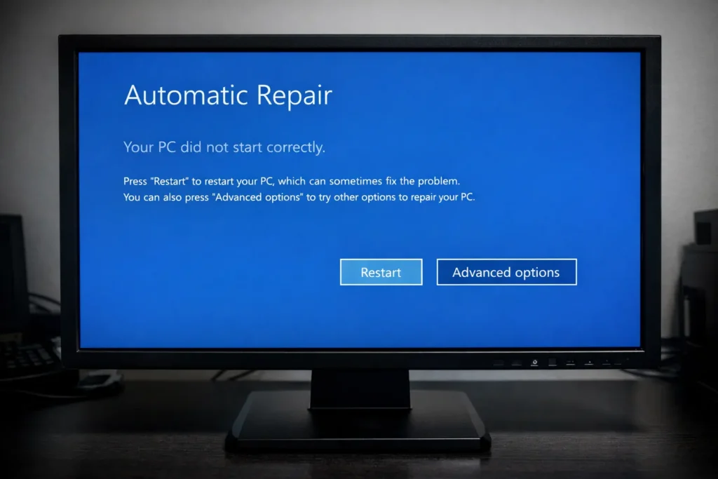 Windows pokreće automatsku popravku sistema nakon što je računar nasilno ugašen