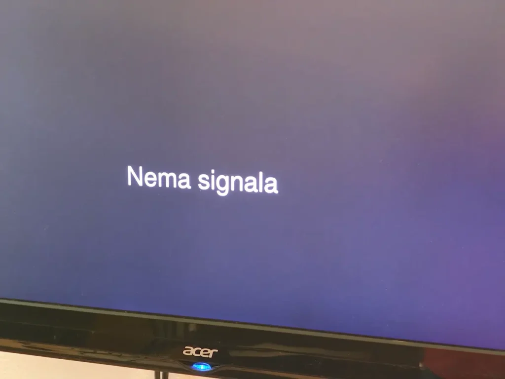Poruka nema signala na Acer monitoru računara